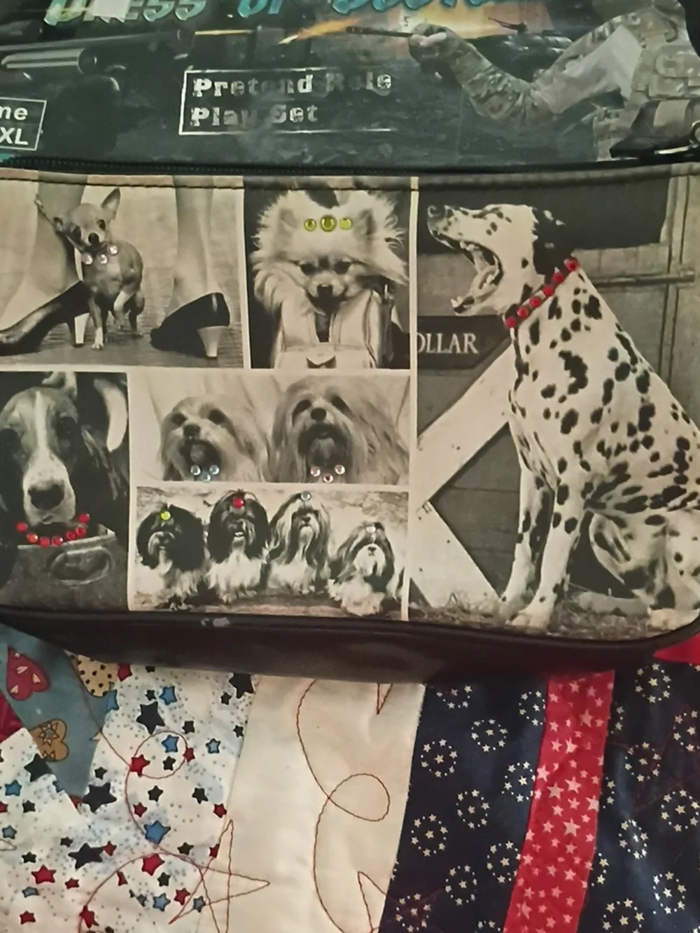 Small Dog Print Purse in Black and White